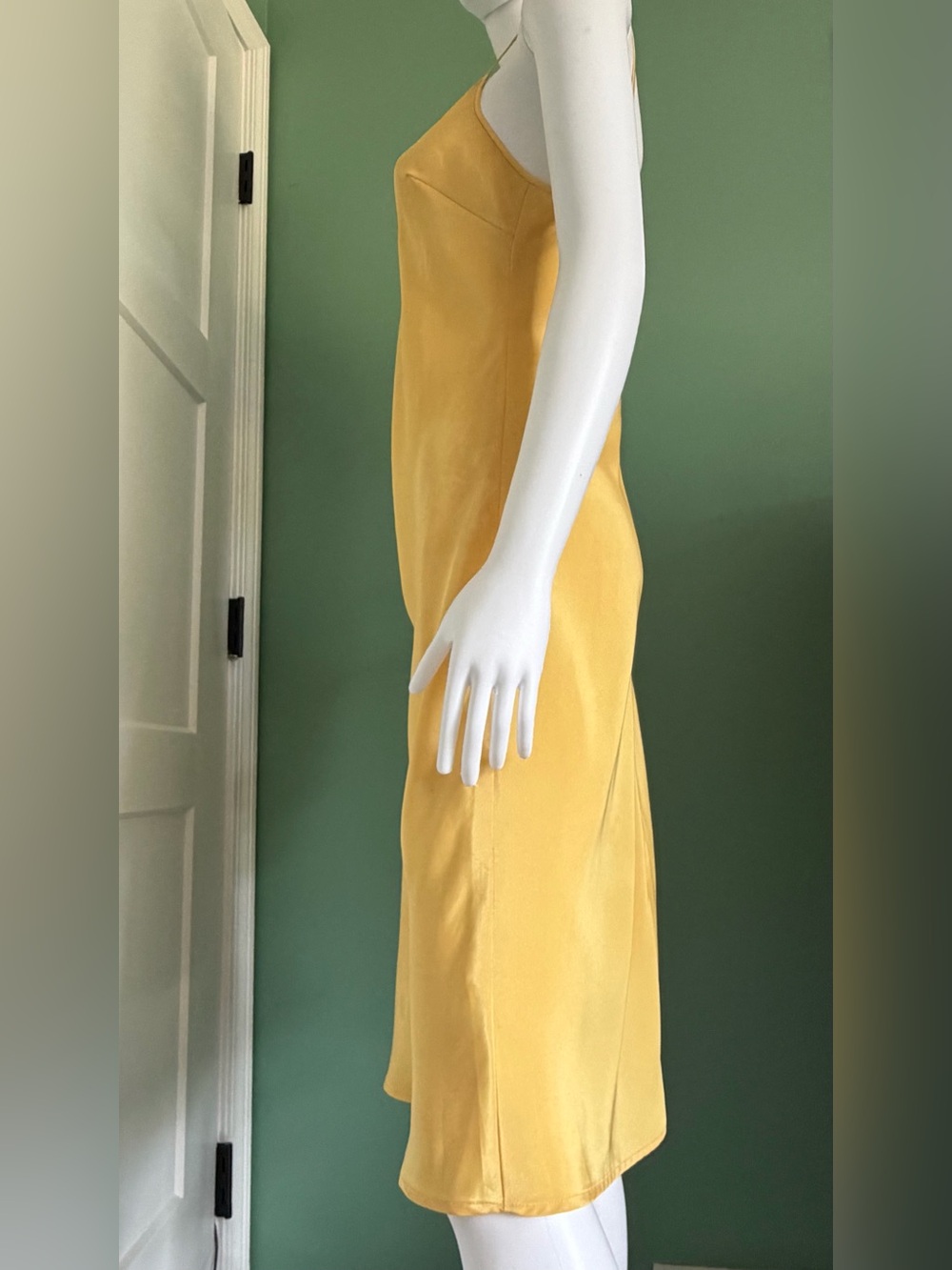 Laundry By Shelli Segal Golden Yellow Silk Slip Midi Dress - Picture 4 of 8